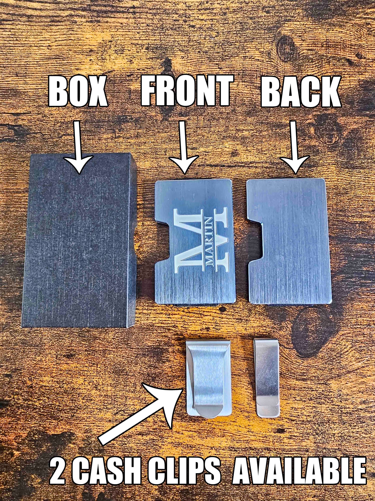 Custom personalized Ultra Thin RFID Blocking Aluminum Credit Card Holder with Money Clip Minimalist Metal Wallet