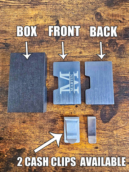 Custom personalized Ultra Thin RFID Blocking Aluminum Credit Card Holder with Money Clip Minimalist Metal Wallet