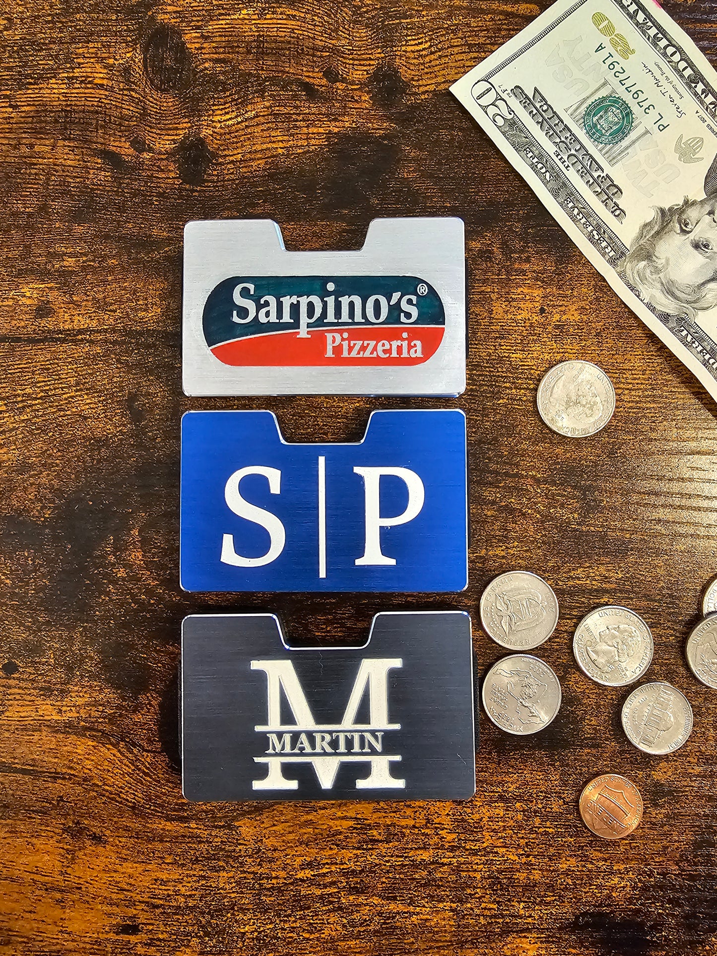 Custom personalized Ultra Thin RFID Blocking Aluminum Credit Card Holder with Money Clip Minimalist Metal Wallet