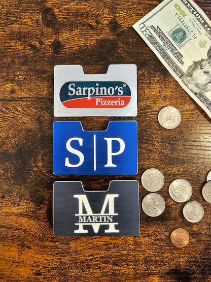 Custom personalized Ultra Thin RFID Blocking Aluminum Credit Card Holder with Money Clip Minimalist Metal Wallet